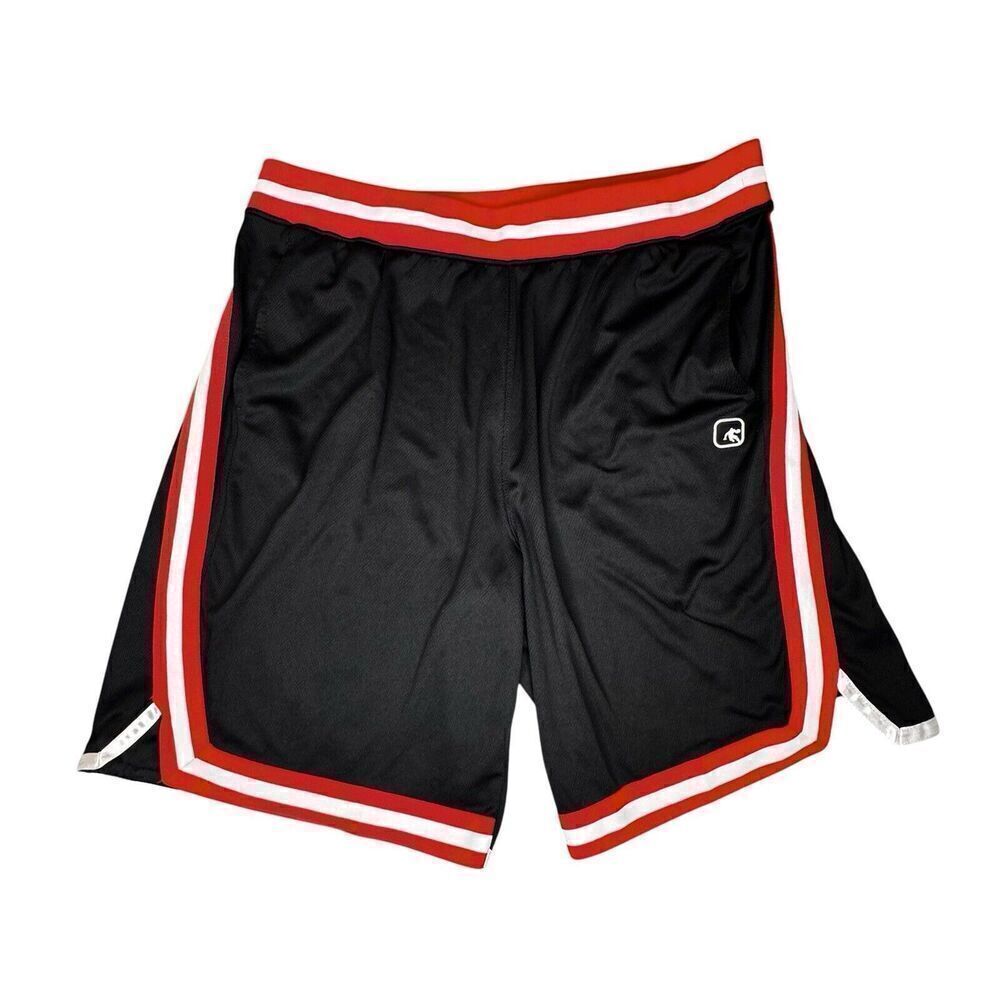 AND1 Sz XL Basketball Shorts Y2K Vintage Black Red White Stripe Men’s